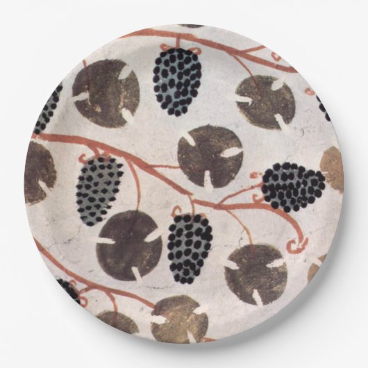 アンティークエジプトブドウとブドウつる植物 ペーパープレート (正面)