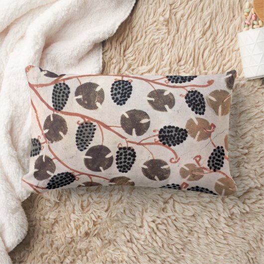 アンティークエジプトブドウとブドウつる植物 ランバークッション (ブランケット)