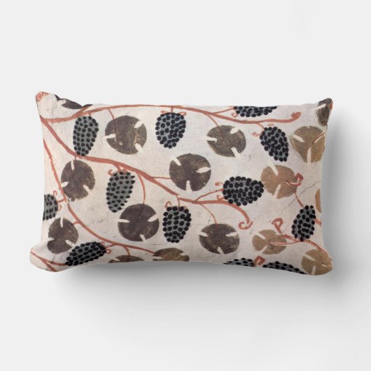 アンティークエジプトブドウとブドウつる植物 ランバークッション (正面)