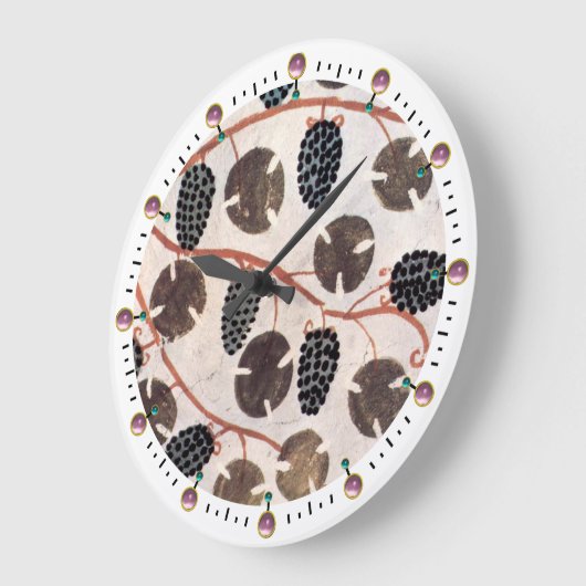 アンティークエジプトブドウとブドウつる植物 ラージ壁時計 (傾斜)