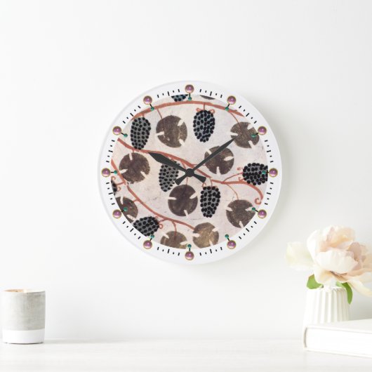 アンティークエジプトブドウとブドウつる植物 ラージ壁時計 (ホーム)