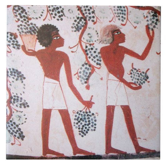 アンティークエジプトヴィネヤードワイングレープハーベスト タイル (正面)