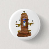 アンティークエスプレッソマシンコーヒーウォーターカラーアート 缶バッジ (正面)