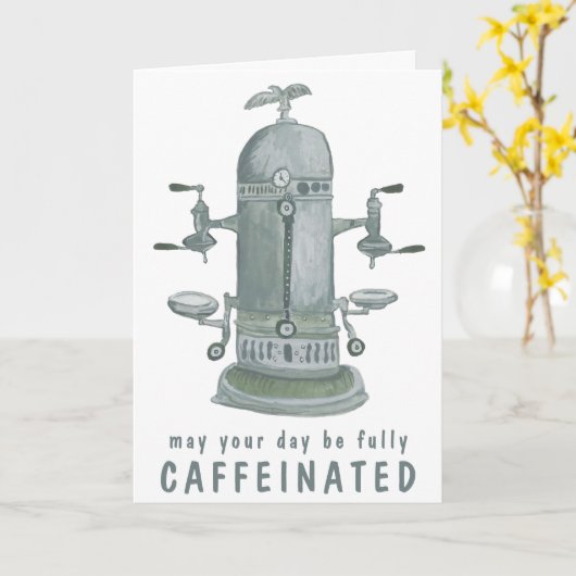 アンティークエスプレッソ機コカスタマイズーヒーIT おもしろい カード (黄色い花)