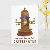 アンティークエスプレッソ機コカスタマイズーヒーIT おもしろい カード (黄色い花)