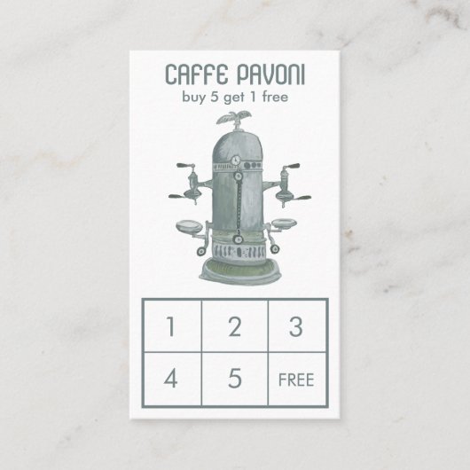 アンティークエスプレッソ機械カフェコーヒーウォーター色 ロイヤリティカード (正面)