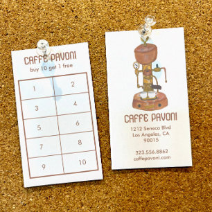 アンティークエスプレッソ機械カフェコーヒーウォーター色 ロイヤリティカード