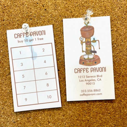 アンティークエスプレッソ機械カフェコーヒーウォーター色 ロイヤリティカード