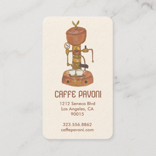 アンティークエスプレッソ機械カフェコーヒーウォーター色 名刺 (裏面)