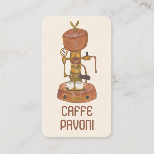 アンティークエスプレッソ機械カフェコーヒーウォーター色 名刺 (正面)