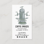 アンティークエスプレッソ機械カフェコーヒーウォーター色 名刺 (裏面)