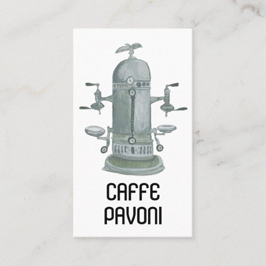アンティークエスプレッソ機械カフェコーヒーウォーター色 名刺 (正面)