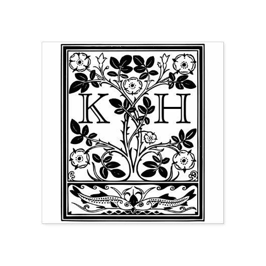 アンティークエックスリビスイニシャル砂漠バラ ラバースタンプ (インプリント)