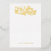 アンティークエッチングされたドームの愛と感謝していノートカード 箔招待状 (正面)