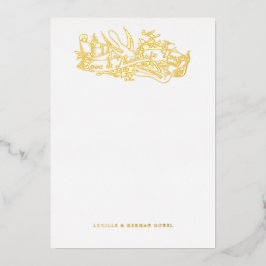 アンティークエッチングされたドームの愛と感謝していノートカード 箔招待状