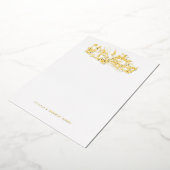 アンティークエッチングされたドームの愛と感謝していノートカード 箔招待状 (回転した状態)