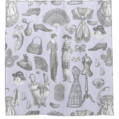 アンティークエドワーディアンヴィンテージファッションレディースパープル シャワーカーテン (正面)