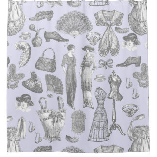 アンティークエドワーディアンヴィンテージファッションレディースパープル シャワーカーテン
