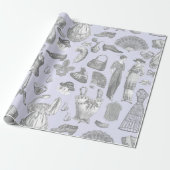 アンティークエドワーディアンヴィンテージファッションレディースパープル ラッピングペーパー (アンロールド)