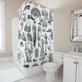 アンティークエドワーディアンヴィンテージファッションレディースホワイト シャワーカーテン (インサイチュ)