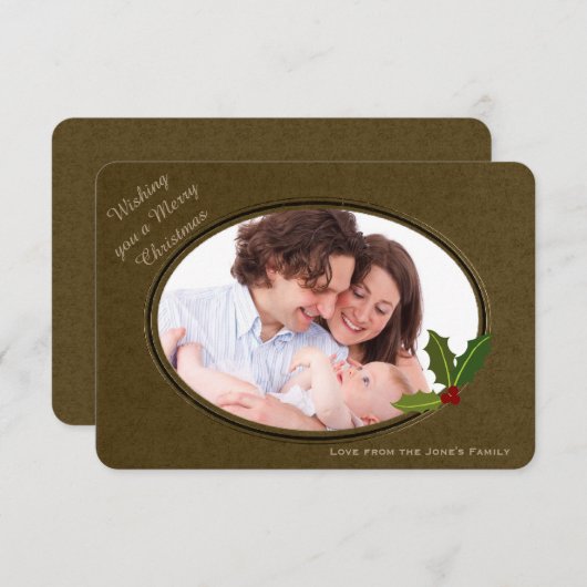 アンティークエフェクトフレームカスタムフォトクリスマス 招待状 (正面/裏面)