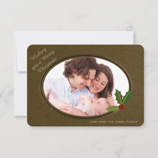 アンティークエフェクトフレームカスタムフォトクリスマス 招待状 (正面)