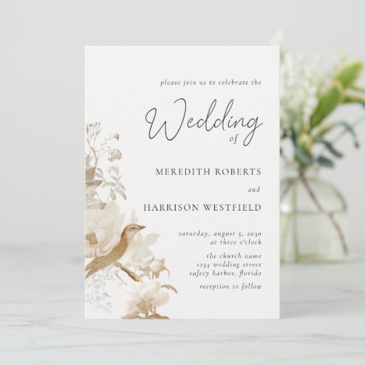 アンティークエレガンスヴィンテージ結婚フローラ 招待状 (スタンド正面)