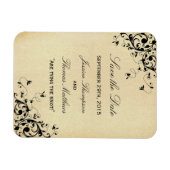 アンティークエレガントスワーズ結婚式の日付を保存 マグネット (横)