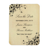 アンティークエレガントスワーズ結婚式の日付を保存 マグネット (縦)