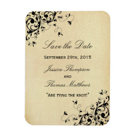 アンティークエレガントスワーズ結婚式の日付を保存 マグネット