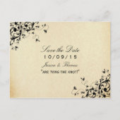 アンティークエレガントスワーズ結婚式の日付を保存 案内ポストカード (正面)