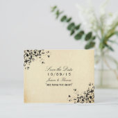 アンティークエレガントスワーズ結婚式の日付を保存 案内ポストカード (スタンド正面)