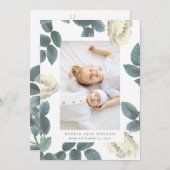 アンティークエレガントバラフォトガールベビー誕生 案内状 (正面/裏面)