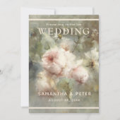 アンティークエレガントバラ、ソフトピンク水色フローラ 招待状 (正面)