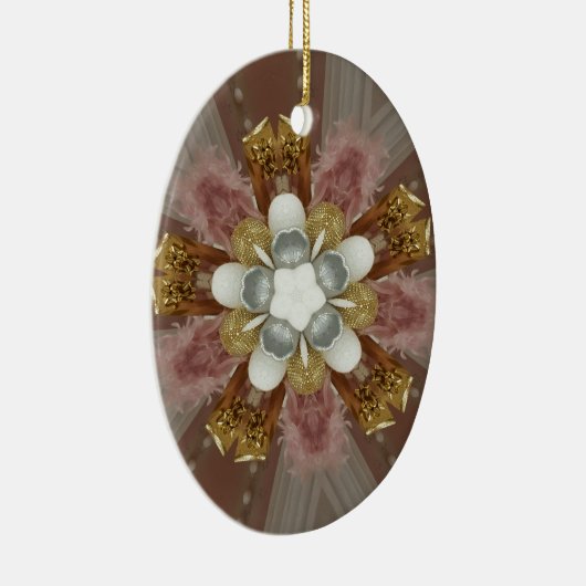 アンティークエレガントピンクシルバーグレー金ゴールド白花 セラミックオーナメント (右)