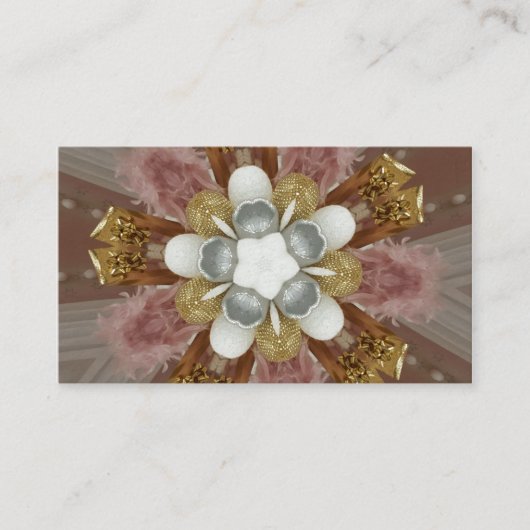 アンティークエレガントピンクシルバーグレー金ゴールド白花 名刺 (正面)