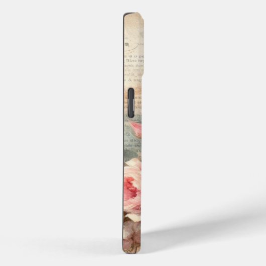 アンティークエレガントピンクローズフローラモノグラムスクリプト Case-Mate iPhoneケース (裏面 / 右)