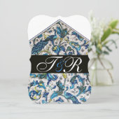 アンティークエレガントフロレンチンブルーフローラモノグラム 招待状 (スタンド正面)