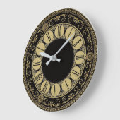 アンティークエレガントブラックと金ゴールド ラージ壁時計 (傾斜)