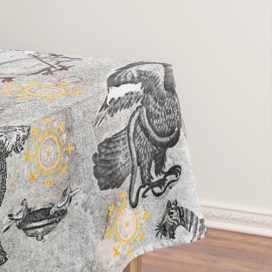 アンティークエレガントモザイクグレー金ゴールドタイガーライオンイーグル テーブルクロス (インサイチュ)