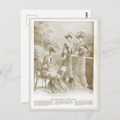 アンティークエレガントヴィンテージフランスの1900ファッションベージュ ポストカード (正面/裏面)