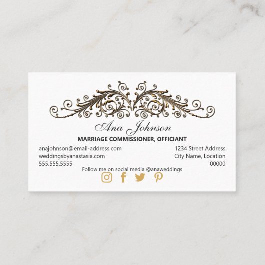 アンティークエレガント金ゴールドスワーズ縞模様 名刺 (裏面)