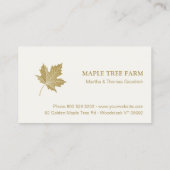 アンティークエレガント金ゴールドメープルリーフロゴ。 名刺 (裏面)