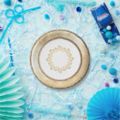 アンティークエレガント金ゴールドリムミッド映像紙プレート ペーパープレート (パーティー)