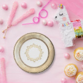 アンティークエレガント金ゴールドリムミッド映像紙プレート ペーパープレート (パーティー)