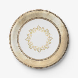 アンティークエレガント金ゴールドリムミッド映像紙プレート ペーパープレート