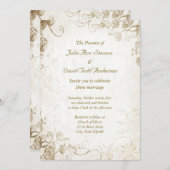 アンティークエレガント金ゴールドヴィンテージウェディング招待状 招待状 (正面/裏面)
