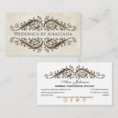 アンティークエレガント金ゴールド旋回ヴィンテージ紙 名刺 (正面/裏面)