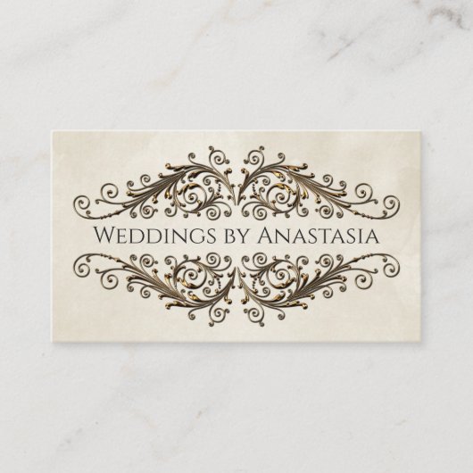 アンティークエレガント金ゴールド旋回ヴィンテージ紙 名刺 (正面)