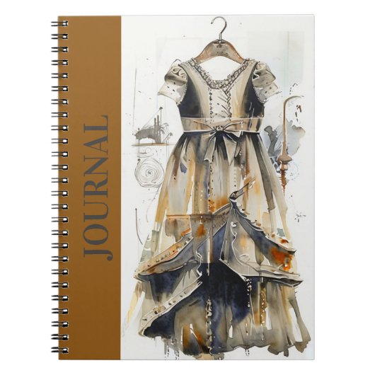 アンティークエレガントLBDリトルブラックドレスジャーナル ノートブック (正面)